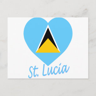 Carte Postale Coeur du drapeau de Sainte-Lucie