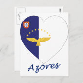 Carte Postale Coeur du drapeau des Açores (Devant / Derrière)