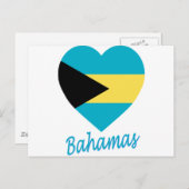 Carte Postale Coeur du drapeau des Bahamas (Devant / Derrière)