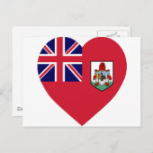 Carte Postale Coeur du drapeau des Bermudes (Devant / Derrière)