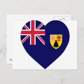 Carte Postale Coeur du drapeau des îles Turks et Caïques (Devant / Derrière)
