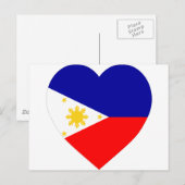 Carte Postale Coeur du drapeau des Philippines (Devant / Derrière)
