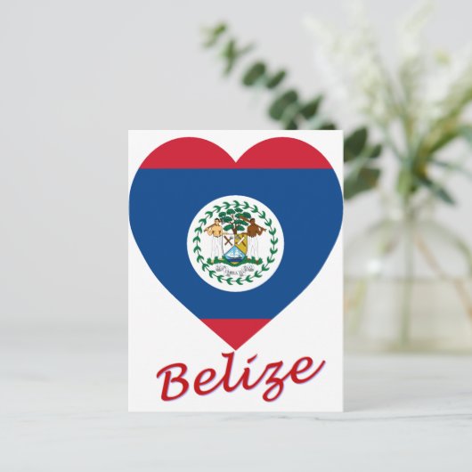 Carte Postale Coeur du drapeau du Belize (Debout devant)