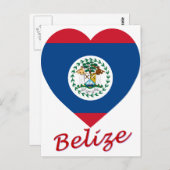 Carte Postale Coeur du drapeau du Belize (Devant / Derrière)