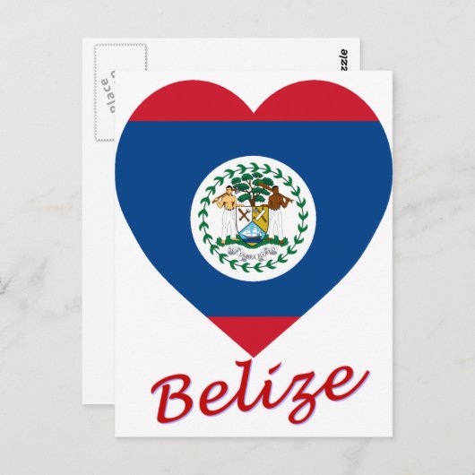 Carte Postale Coeur du drapeau du Belize (Devant / Derrière)