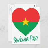 Carte Postale Coeur du drapeau du Burkina Faso (Devant / Derrière)