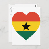 Carte Postale Coeur du drapeau du Ghana (Devant / Derrière)