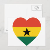 Carte Postale Coeur du drapeau du Ghana (Devant / Derrière)
