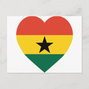Carte Postale Coeur du drapeau du Ghana