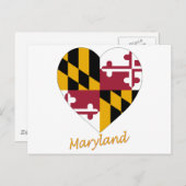 Carte Postale Coeur du drapeau du Maryland (Devant / Derrière)