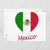 Carte Postale Coeur du drapeau du Mexique (Devant / Derrière)