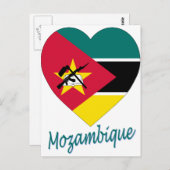 Carte Postale Coeur du drapeau du Mozambique (Devant / Derrière)