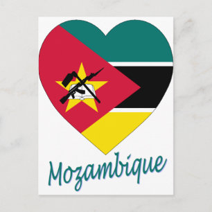 Carte Postale Coeur du drapeau du Mozambique