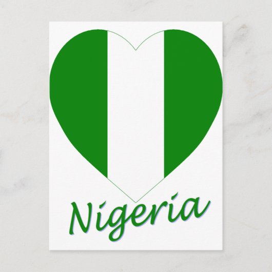 Carte Postale Coeur du drapeau du Nigeria (Devant)