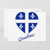 Carte Postale Coeur du drapeau du Québec avec nom (Devant / Derrière)