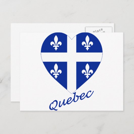 Carte Postale Coeur du drapeau du Québec avec nom (Devant / Derrière)