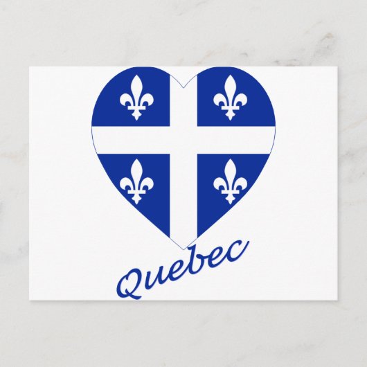 Carte Postale Coeur du drapeau du Québec avec nom (Devant)
