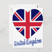 Carte Postale Coeur du drapeau du Royaume-Uni (Devant / Derrière)