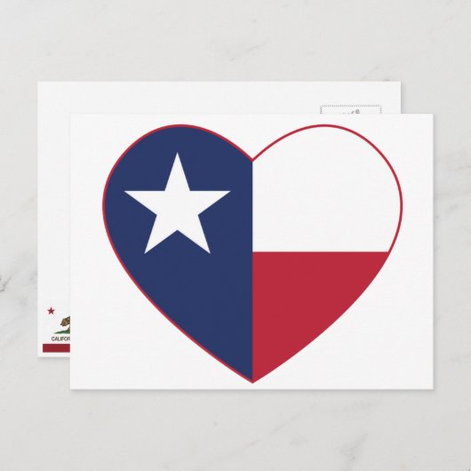 Carte Postale Coeur du drapeau du Texas (Devant / Derrière)