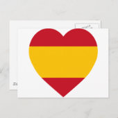 Carte Postale Coeur du drapeau espagnol (Devant / Derrière)