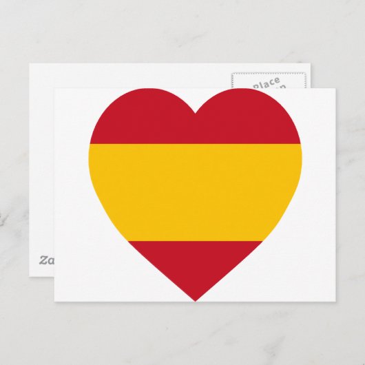 Carte Postale Coeur du drapeau espagnol (Devant / Derrière)