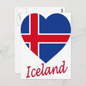 Carte Postale Coeur du drapeau islandais (Devant / Derrière)