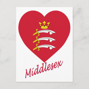 Carte Postale Coeur du drapeau Middlesex avec nom