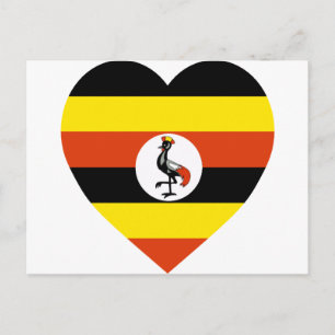 Carte Postale Coeur du drapeau ougandais