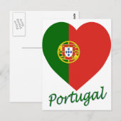 Carte Postale Coeur du drapeau portugais (Devant / Derrière)