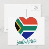 Carte Postale Coeur du drapeau sud-africain (Devant / Derrière)