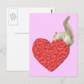 Carte postale Coeur écureuil rose (Devant / Derrière)