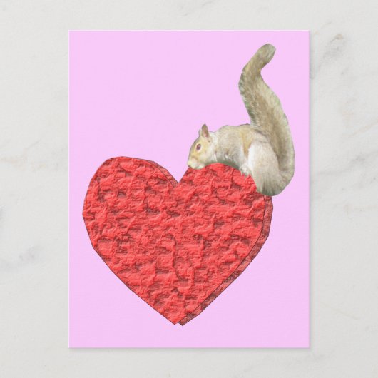 Carte postale Coeur écureuil rose (Devant)