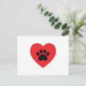 Carte postale Coeur Empreinte de patte (Debout devant)