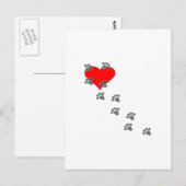 Carte Postale Coeur (Empreintes de pattes) (Devant / Derrière)