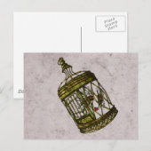 Carte Postale Coeur en cage (Devant / Derrière)