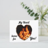 Carte Postale Coeur en feu Flames photographiques Saint Valentin (Debout devant)