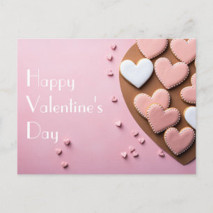 Carte Postale Coeur en forme Coeur Cookies sur terrain rose Sain