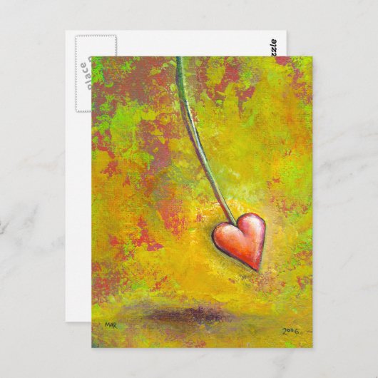 Carte Postale Cœur en mouvement - peinture contemporaine amusant (Devant / Derrière)