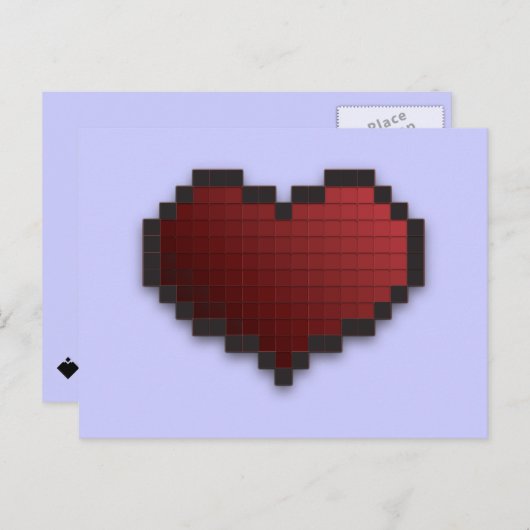 Carte Postale Cœur en pixels (Devant / Derrière)