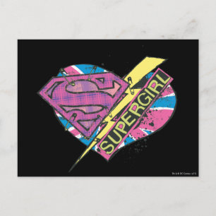 Carte Postale Coeur et boulon supergirl