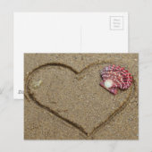 Carte Postale coeur et coquillages sur la plage (Devant / Derrière)