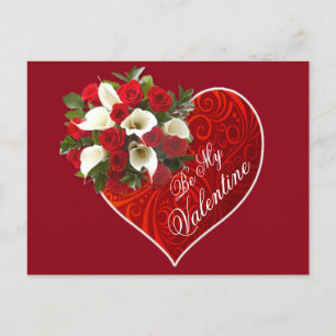 Carte postale Coeur et Fleurs Valentine