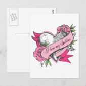 Carte Postale Coeur et Rose (Devant / Derrière)