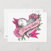 Carte Postale Coeur et Rose (Devant / Derrière)