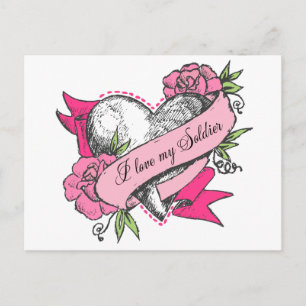 Carte Postale Coeur et Rose