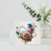 Carte postale Coeur et Rose élégant (Debout devant)