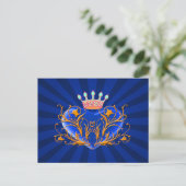 Carte postale Coeur Filigree Couronne Bleue (Debout devant)