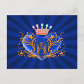 Carte postale Coeur Filigree Couronne Bleue (Devant)