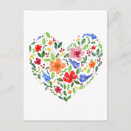 Carte Postale Coeur floral (Devant)