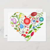 Carte Postale Coeur floral (Devant / Derrière)